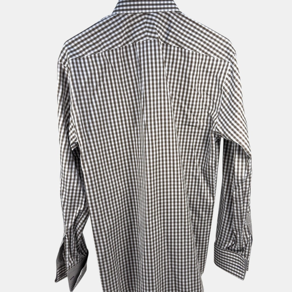 Paul Smith Button Down Shirt 15 38 Mens Gingham Two Fold Cotton Brown - Picture 2 of 8
